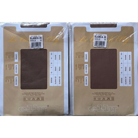 (2) Le Calze di Elly Ultra Sheer RHT Stockings Sz SM 20 Denier KL 215 New Italy - Picture 2 of 2